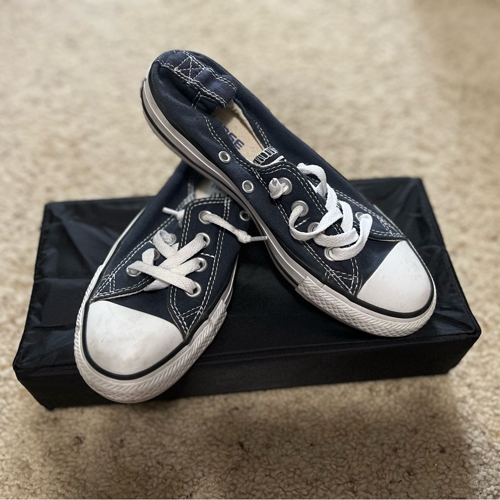 Converse Blue and White Slip On Sneakers Classic Low-Top Design